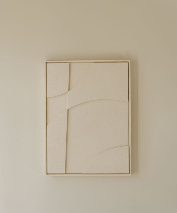 Indore Home – 3D Schilderij – Design A2 - Abstracte vormen – 3D wandpaneel - Crème