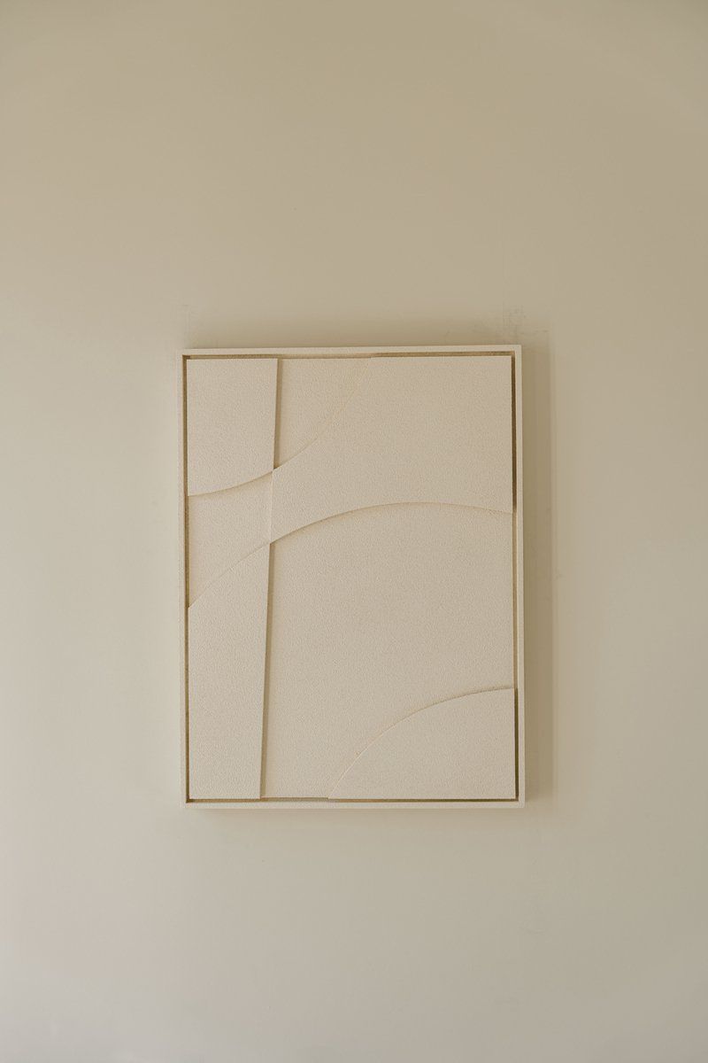 Indore Home – 3D Schilderij – Design A2 - Abstracte vormen – 3D wandpaneel - Crème