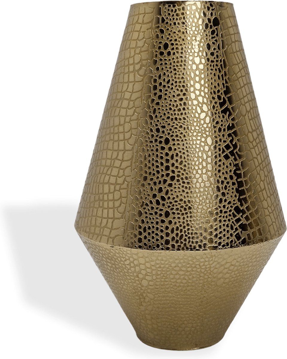 Indore Home - Vaas Crocodile - Large - Gouden vaas - Woonkamer Decoratie