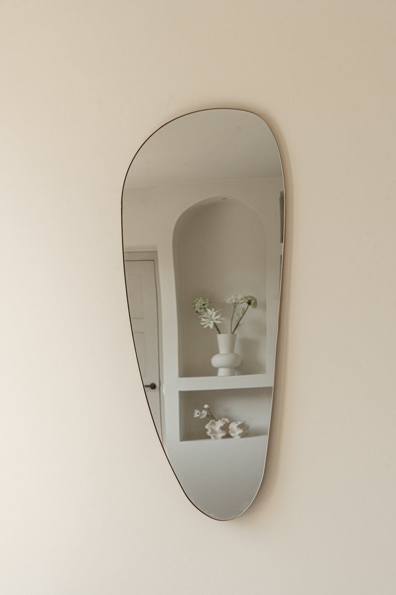 Wandspiegel Dean - organische vorm - asymmetrisch - Spiegel - 120cm - Goud