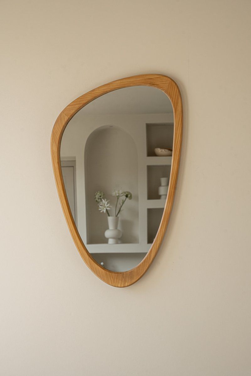 Indore Home - Spiegel - organische vorm - asymmetrisch - wandspiegel - 80cm - Hout