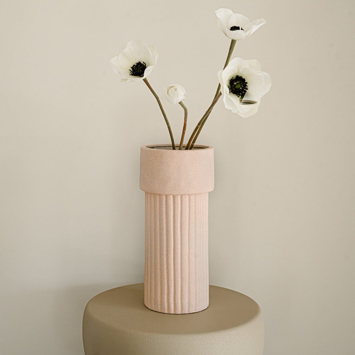 Vaas Mary – roze – aardewerk – rond – 23cm