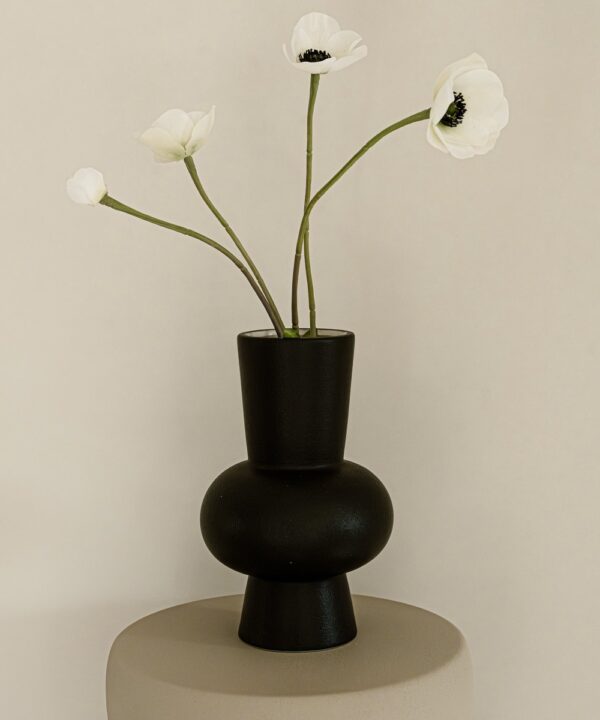 Vaas Ann - zwart - aardewerk - rond - 21 cm