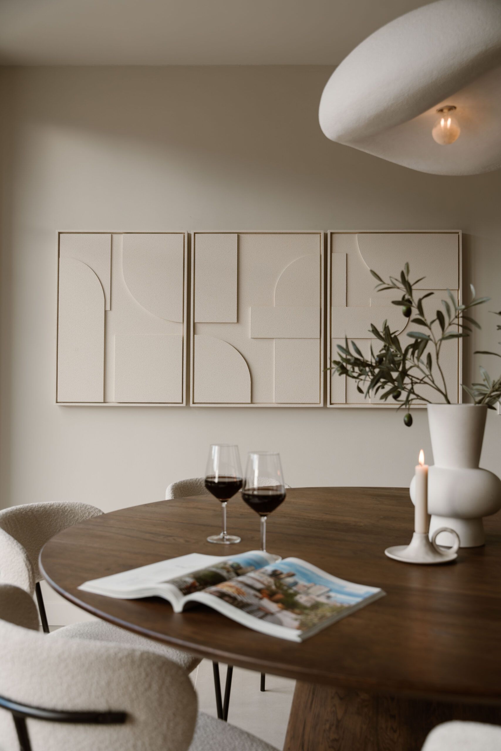 Indore Home – 3D Schilderij – Design B – Abstracte vormen – 3D wandpaneel – Crème - Set