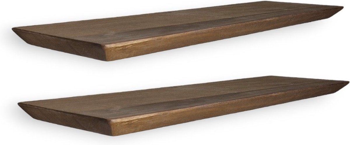 Zwevende wandplanken - Set van twee - Donker hout - 60 cm