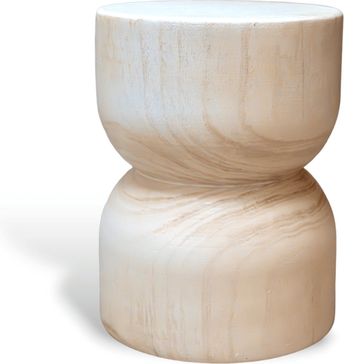 Indore Home - Woodville bijzettafel - Stool - Massief hout - Boomstam - Boomstamtafel - Crème
