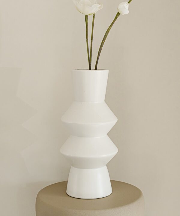 Vaas Evi – wit – aardewerk – rond – 31cm