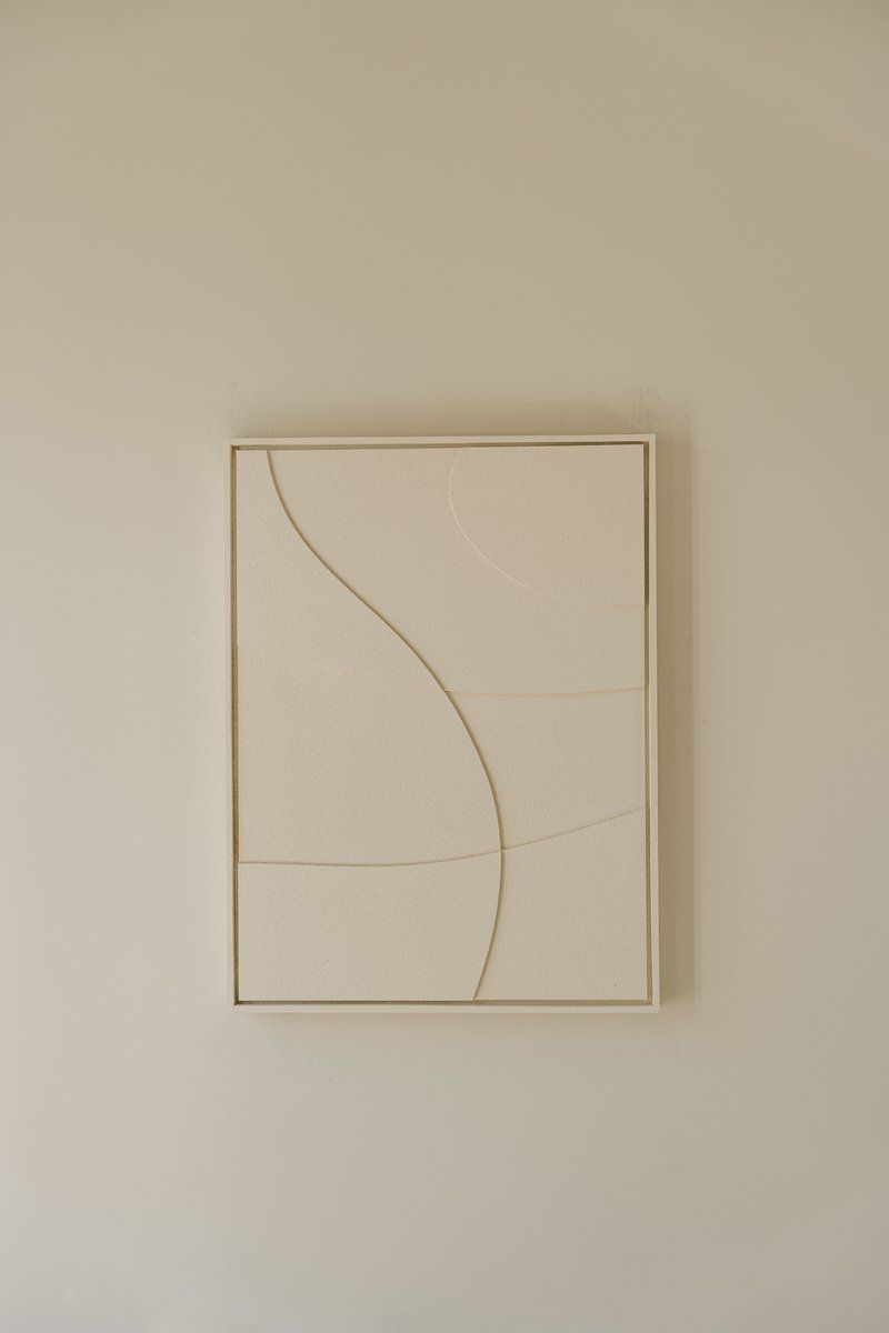 Indore Home – 3D Schilderij - Design A3 – Abstracte vormen – 3D wandpaneel - Crème