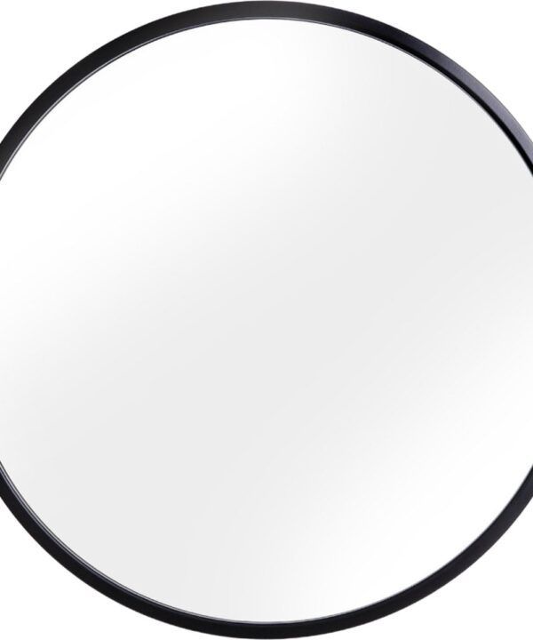 Indore Home - Ronde Spiegel - Zwarte rand - Metaal - 60cm