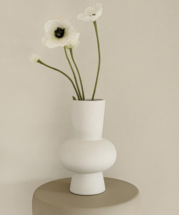 Indore Home - Vaas Ann - Medium - Bloemenvazen - Woonkamer decoratie - Wit - 21cm - Bol Vaas
