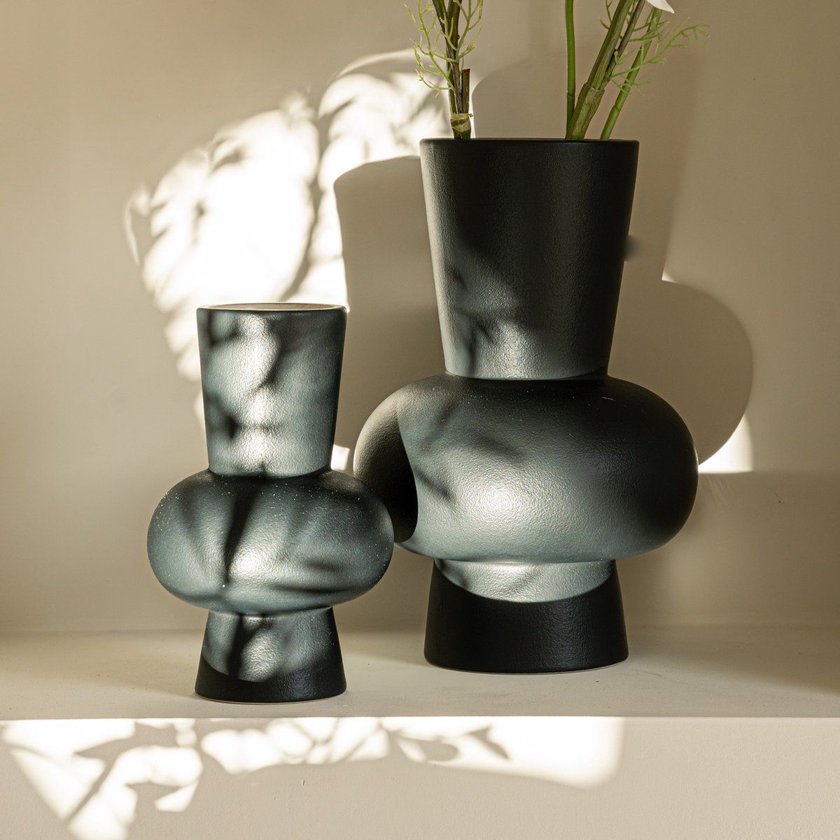 Ann set - zwart - aardewerk - rond - 21cm - 30cm