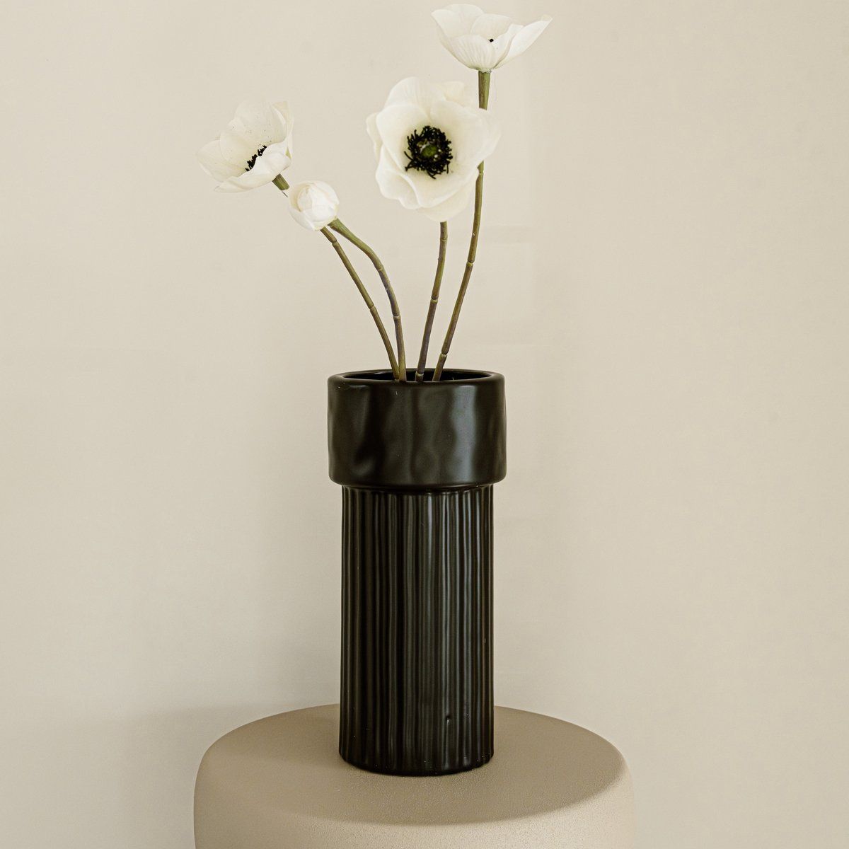 Indore Home - Vaas Mary - Bloemenvaas - Woonkamer decoratie - Vaas Zwart