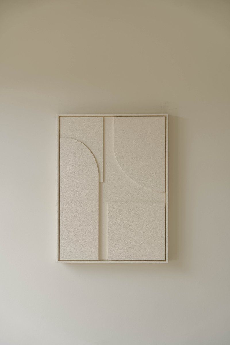 Indore Home – 3D Schilderij – Design B1 - Abstracte vormen – 3D wandpaneel - Crème