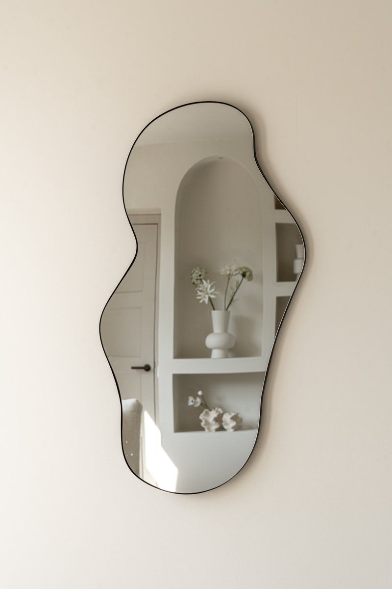 Spiegel Troas - organische vorm - asymmetrisch - wandspiegel - 110cm - Zwart