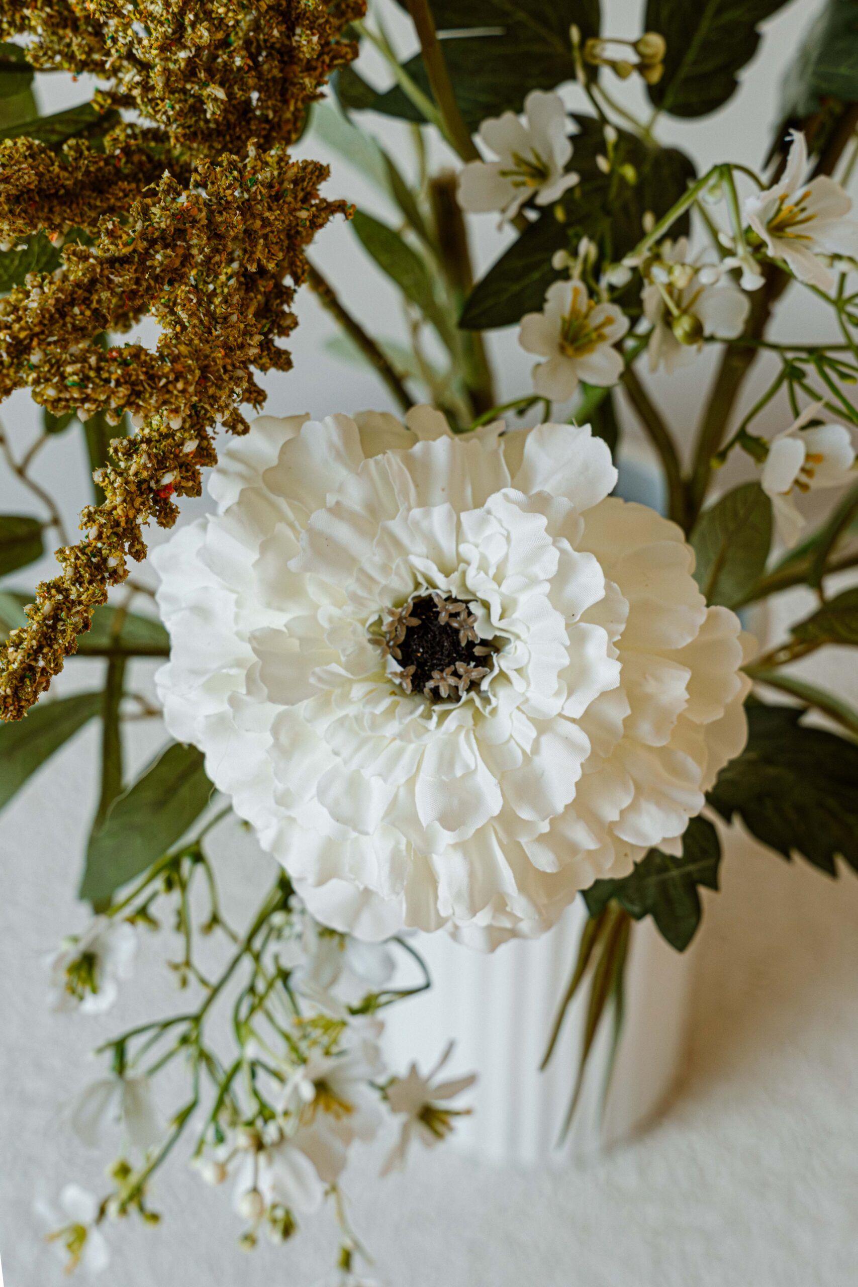 Cadeau zijdeboeket - Wit-Geel - Afbeelding 4