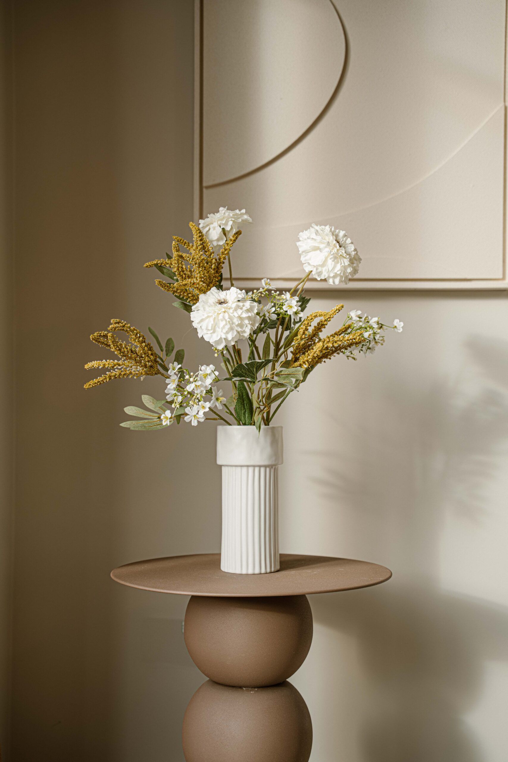 Cadeau zijdeboeket - Wit-Geel - Afbeelding 2