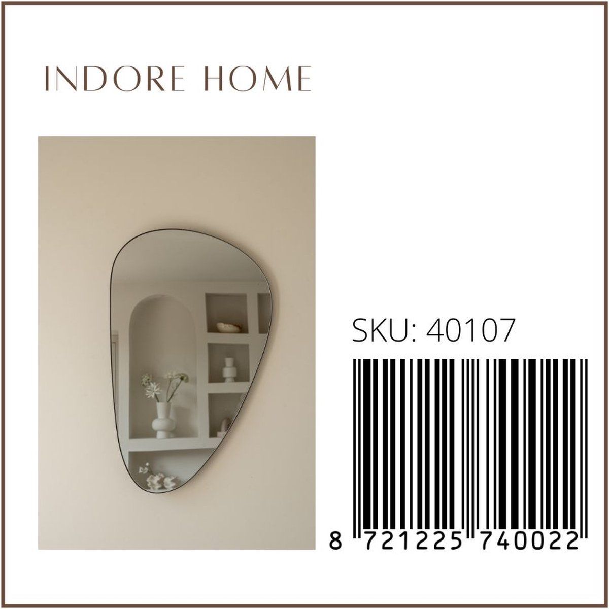 Spiegel Roosie- organische vorm - asymmetrisch - wandspiegel - 80cm - zwart - Afbeelding 4