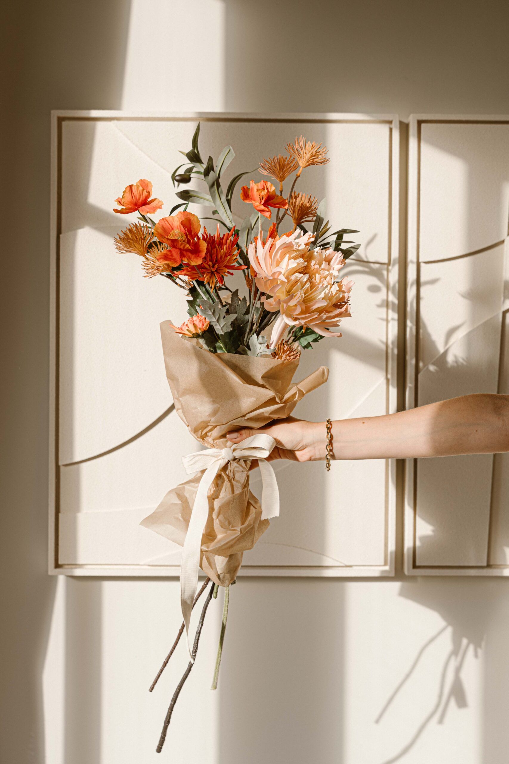 Cadeau zijdenboeket Oranje - Afbeelding 2