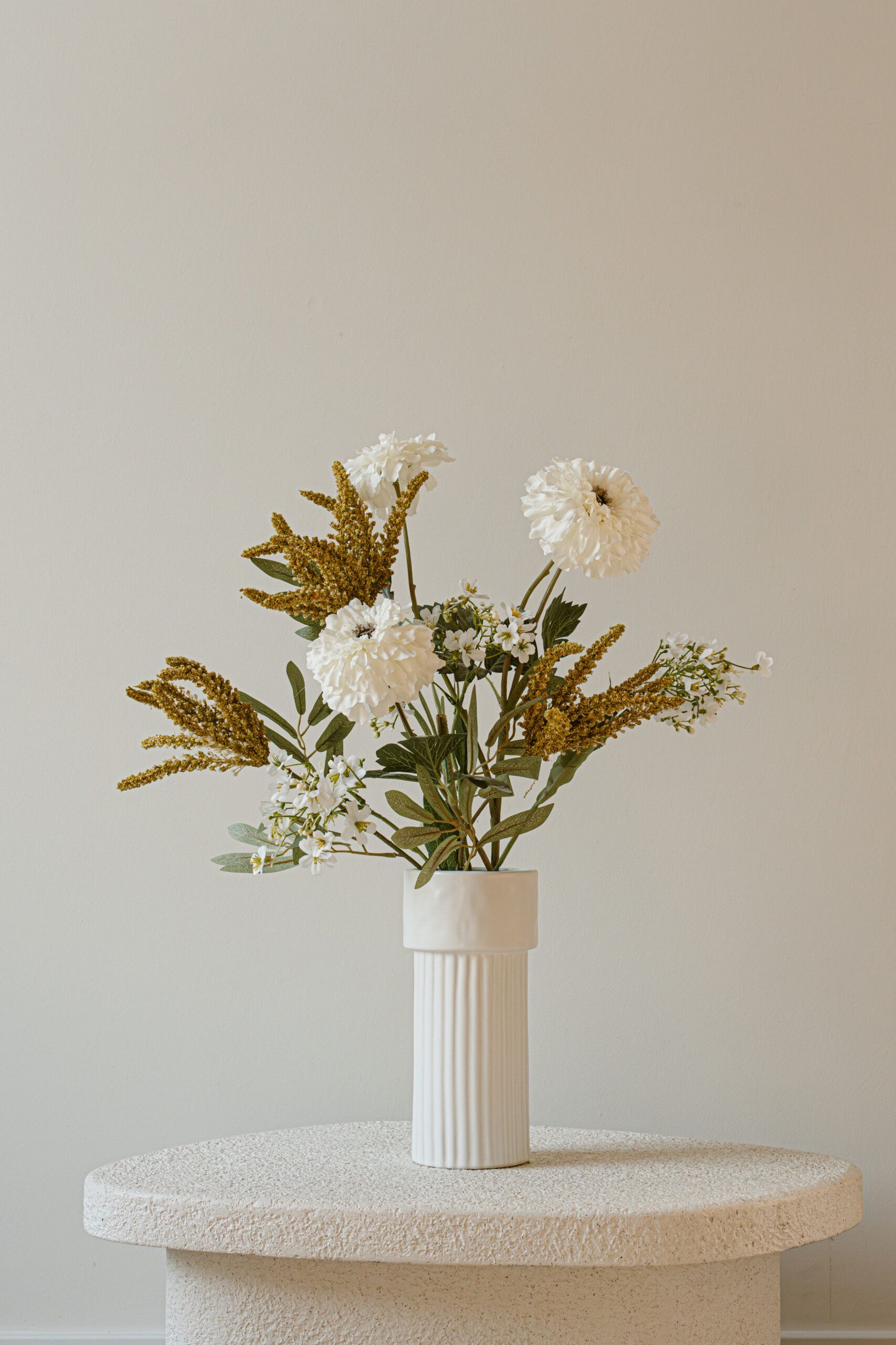 Cadeau zijdenboeket - Wit-Geel